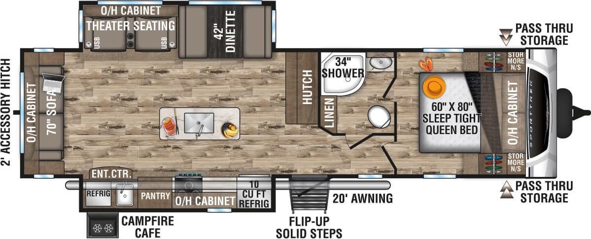 2020 Venture RV SportTrek ST312VIK Travel Trailer Floorplan