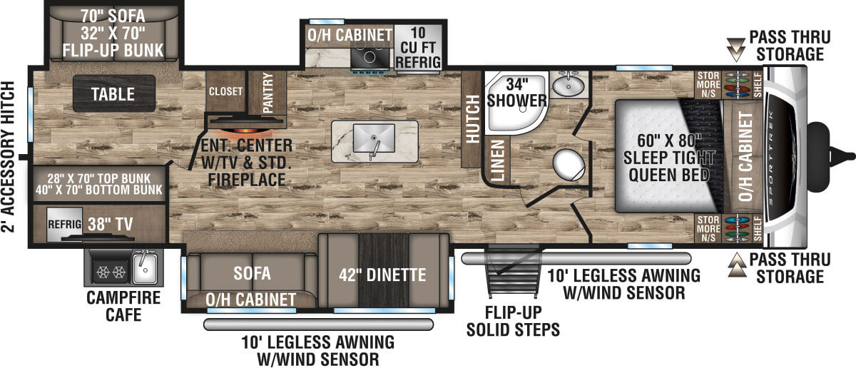 2020 Venture RV SportTrek ST327VIK Travel Trailer Floorplan