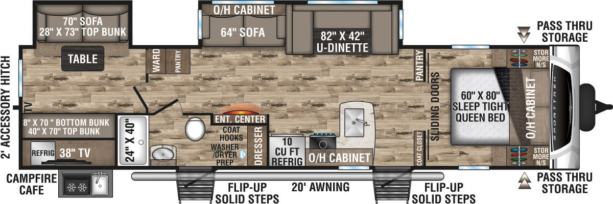 2020 Venture RV SportTrek ST332VBH Travel Trailer Floorplan