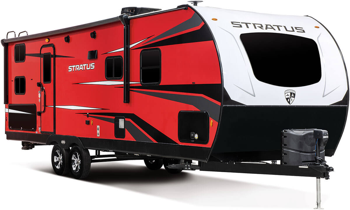 2022 Venture RV Stratus SR261VBH Travel Trailer Exterior Victory Red