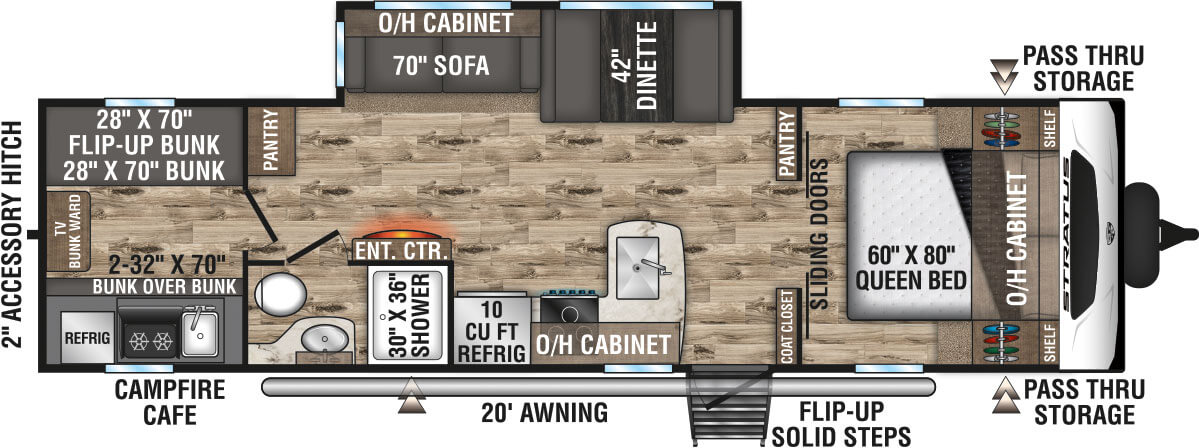 2021 Venture RV Stratus SR291VQB Travel Trailer Floorplan