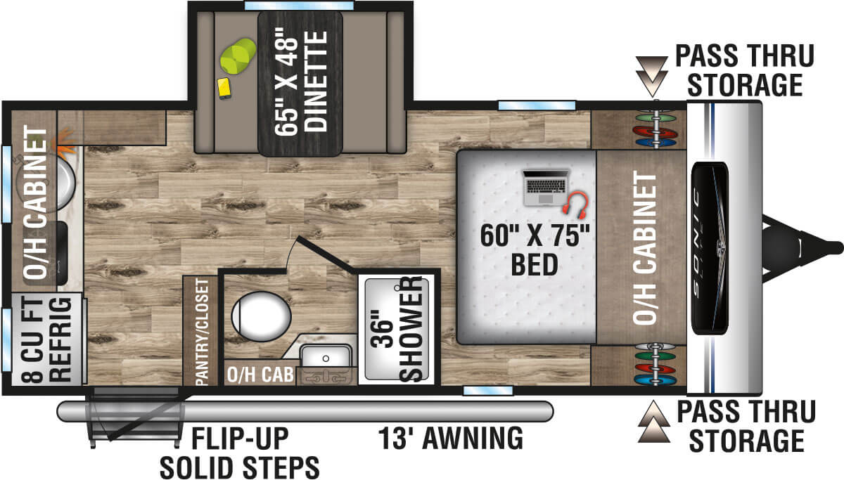 2022 Venture RV Sonic Lite SL169VRK Travel Trailer Floorplan