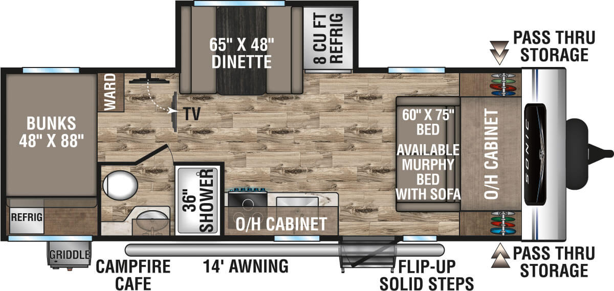 2022 Venture RV Sonic SN211VDB Travel Trailer Floorplan