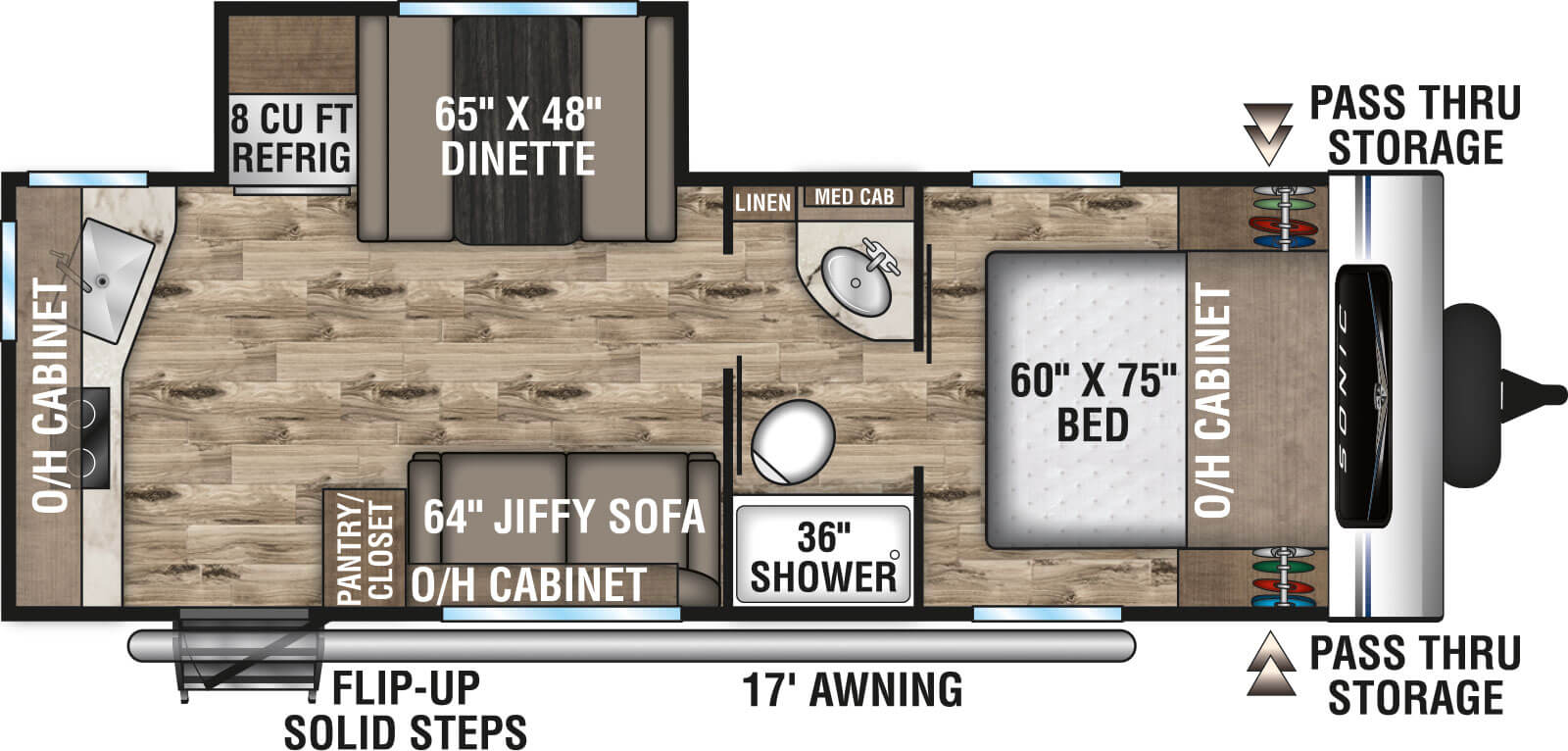 2022 Venture RV Sonic SN231VRK Travel Trailer Floorplan