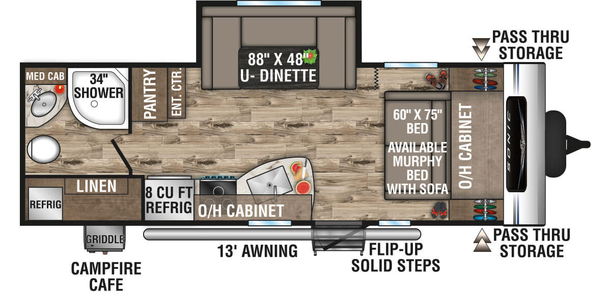 2022 Venture RV Sonic SN220VRB Travel Trailer Floorplan