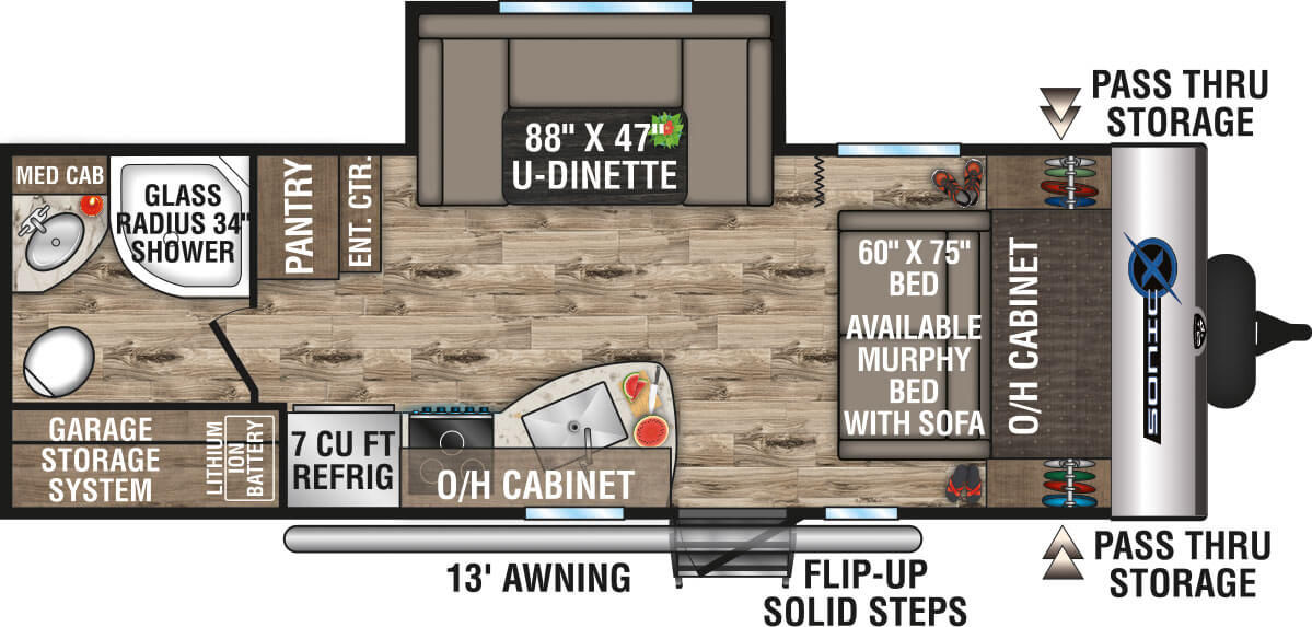 2022 Venture RV Sonic Lite SN220VRBX Travel Trailer Floorplan