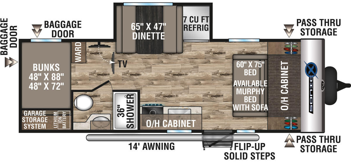 2022 Venture RV Sonic X SN211VDBX Travel Trailer Floorplan