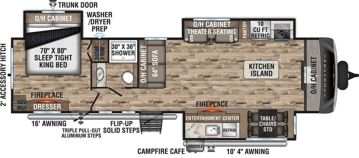 2022 Venture RV SportTrek Touring Edition STT333VFK Travel Trailer Floorplan