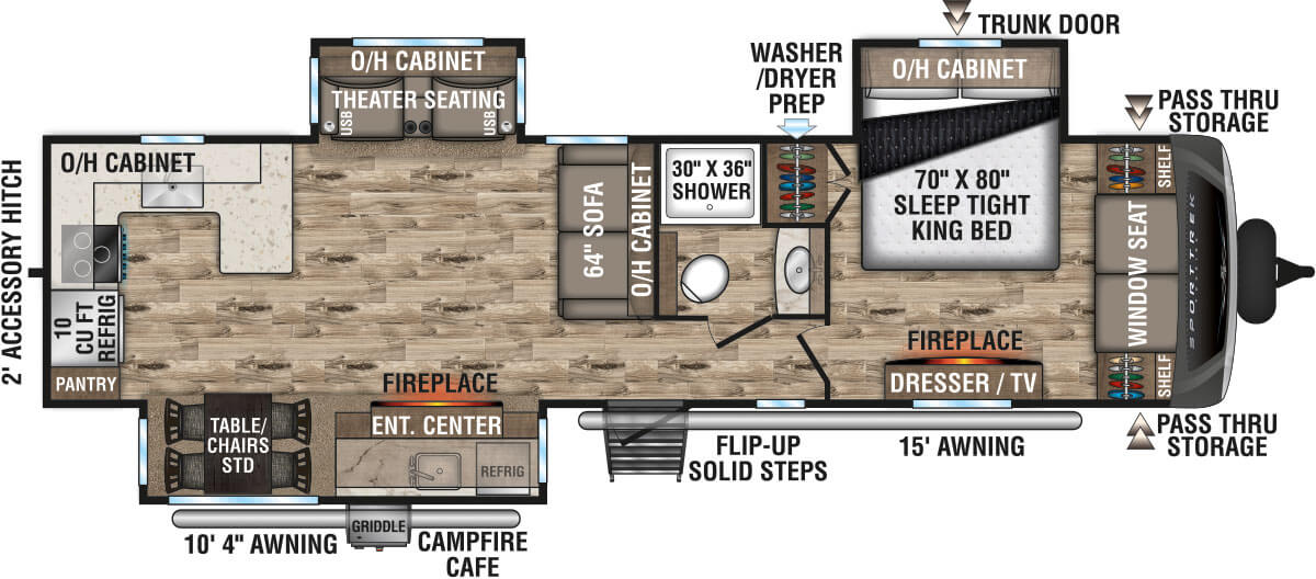 2022 Venture RV SportTrek Touring Edition STT336VRK Travel Trailer Floorplan