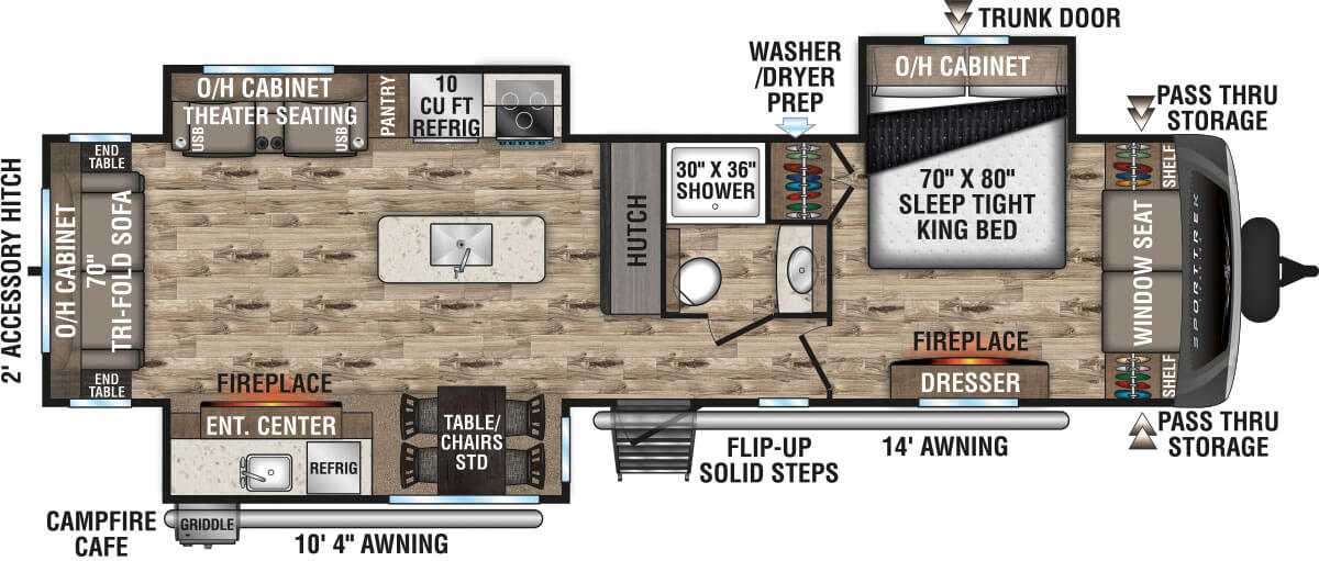 2022 Venture RV SportTrek Touring Edition STT343VIK Travel Trailer Floorplan