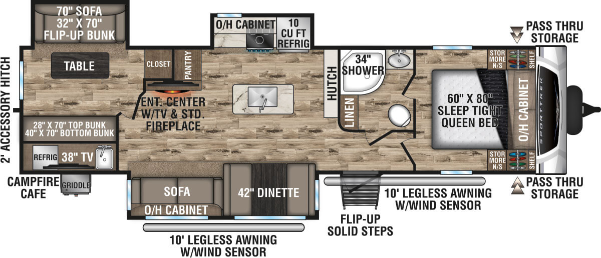 2022 Venture RV SportTrek ST327VIK Travel Trailer Floorplan