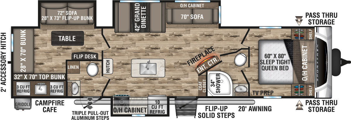 2022 Venture RV SportTrek ST333VIK Travel Trailer Floorplan