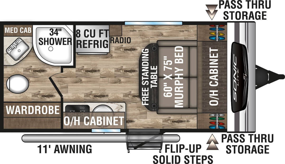 2023 Venture RV Sonic Lite SL150VRB Travel Trailer Floorplan