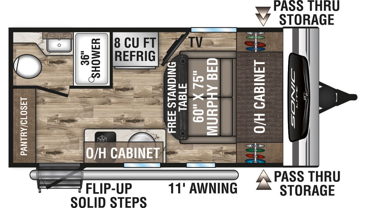 2023 Venture RV Sonic Lite SL150VRK Travel Trailer Floorplan