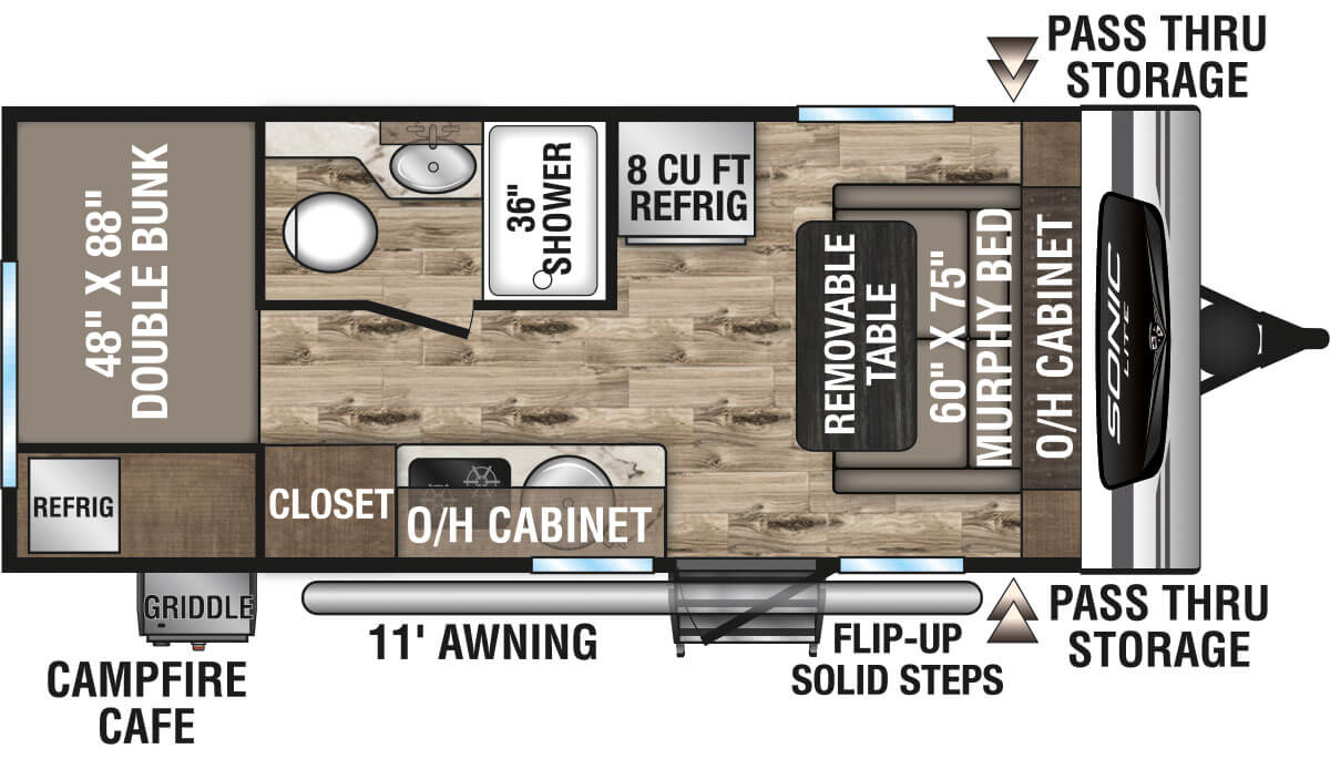 2023 Venture RV Sonic Lite SL170VBH Travel Trailer Floorplan