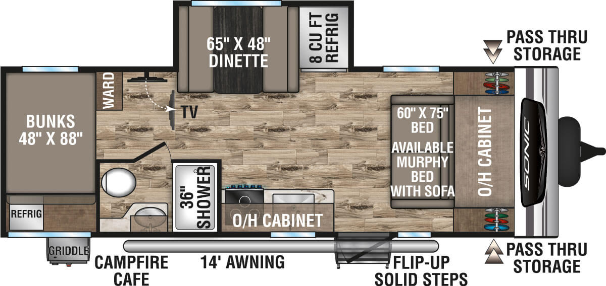 2023 Venture RV Sonic SN211VDB Travel Trailer Floorplan