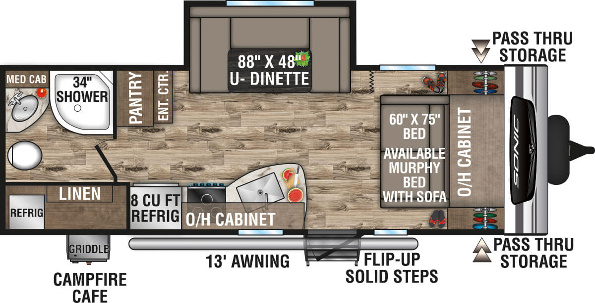 2023 Venture RV Sonic Lite SN220VRB Travel Trailer Floorplan