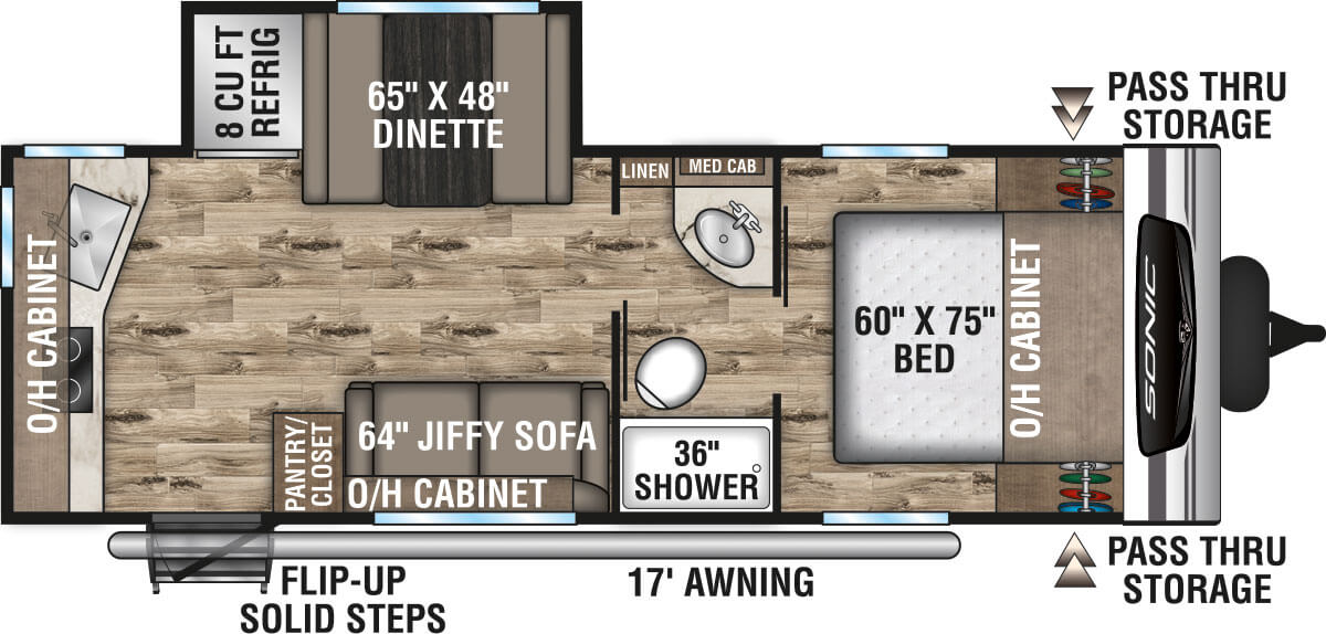 2023 Venture RV Sonic Lite SN231VRK Travel Trailer Floorplan