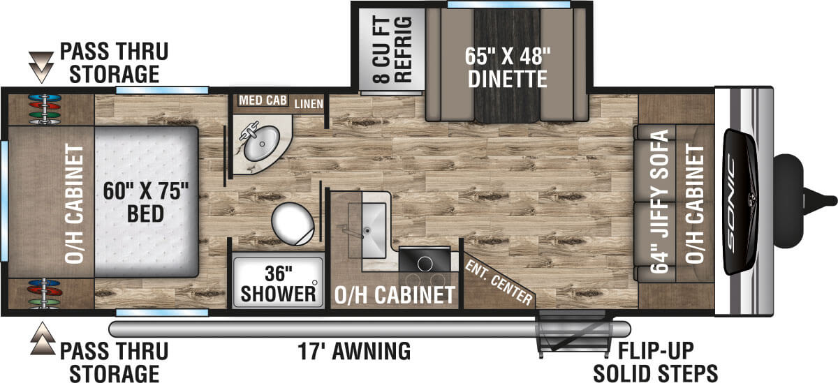 2023 Venture RV Sonic Lite SN241VFL Travel Trailer Floorplan