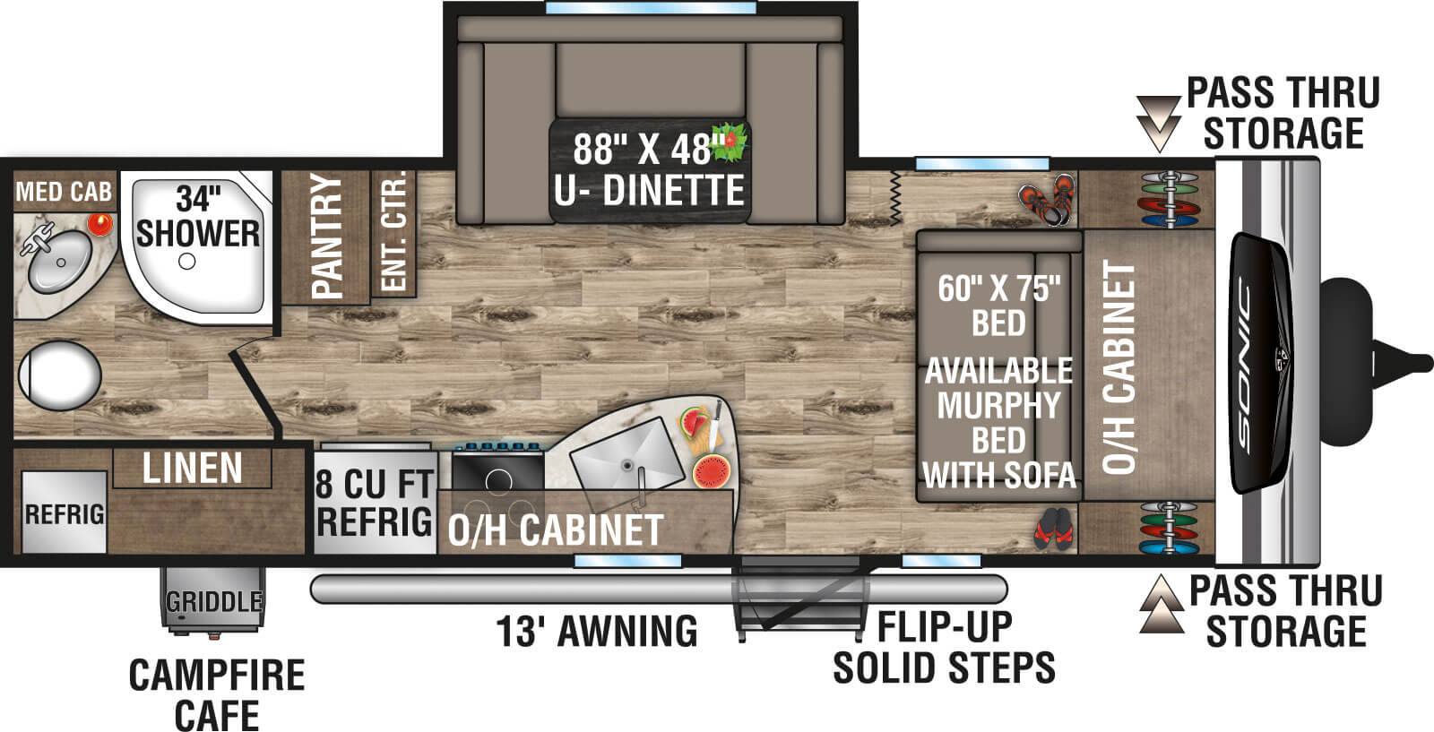 2023 Venture RV Sonic SN220VRB Travel Trailer Floorplan