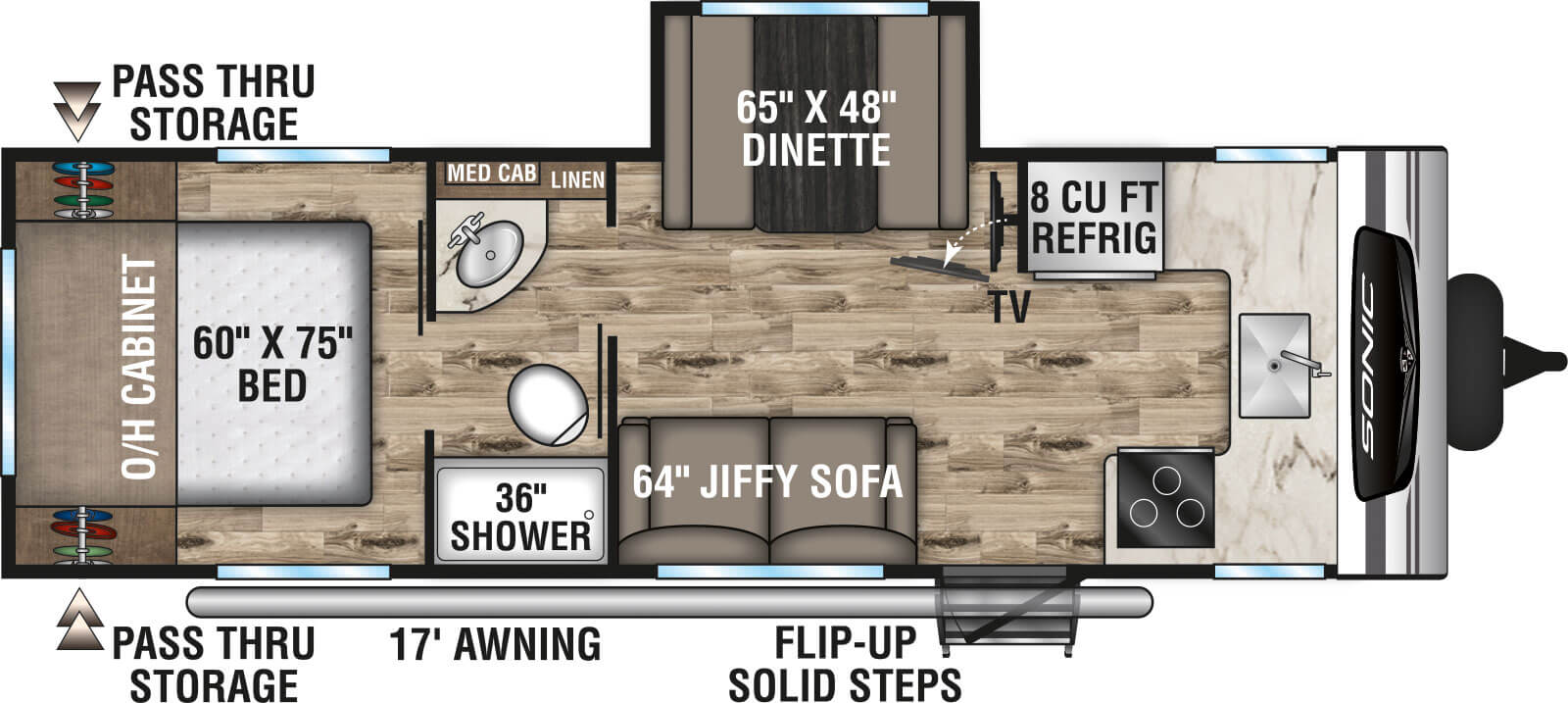 2023 Venture RV Sonic SN241VFK Travel Trailer Floorplan