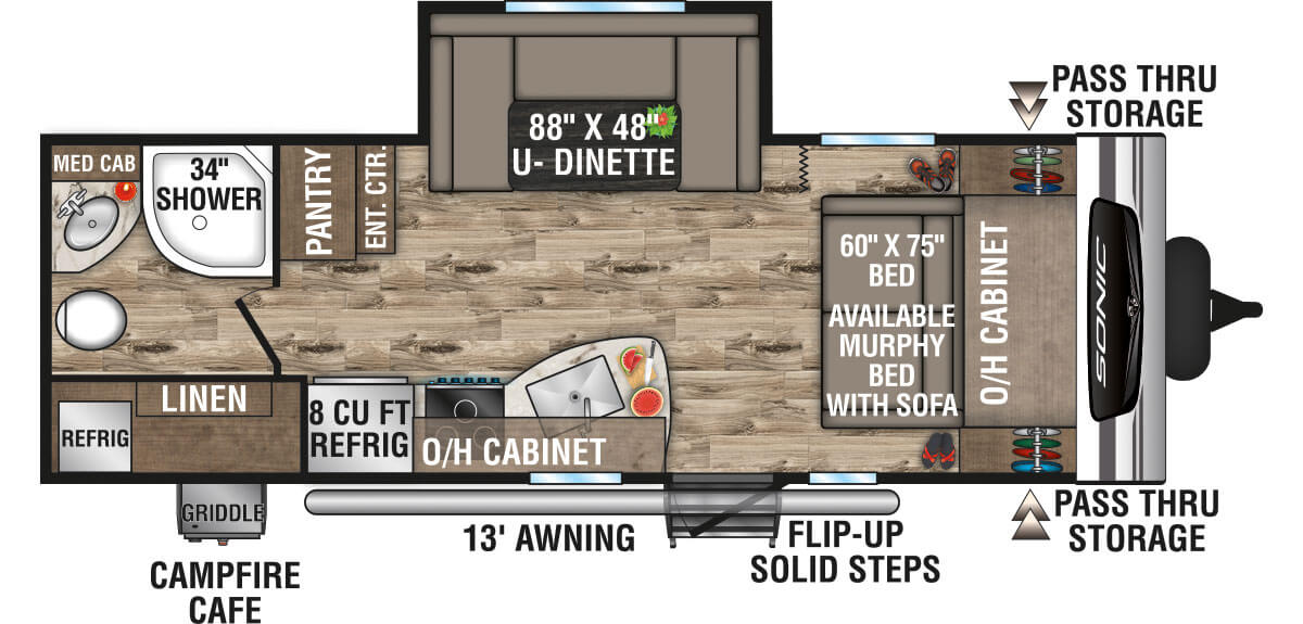 2023 Venture RV Sonic SN220VRB Travel Trailer Floorplan