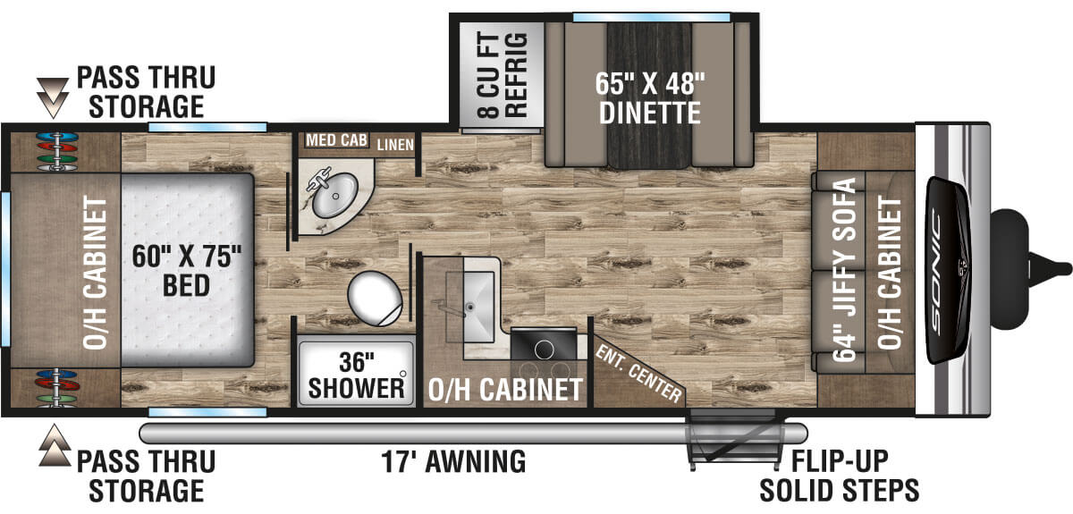 2023 Venture RV Sonic SN241VFL Travel Trailer Floorplan