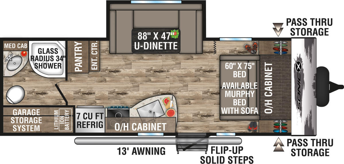 2023 Venture RV Sonic Lite SN220VRBX Travel Trailer Floorplan