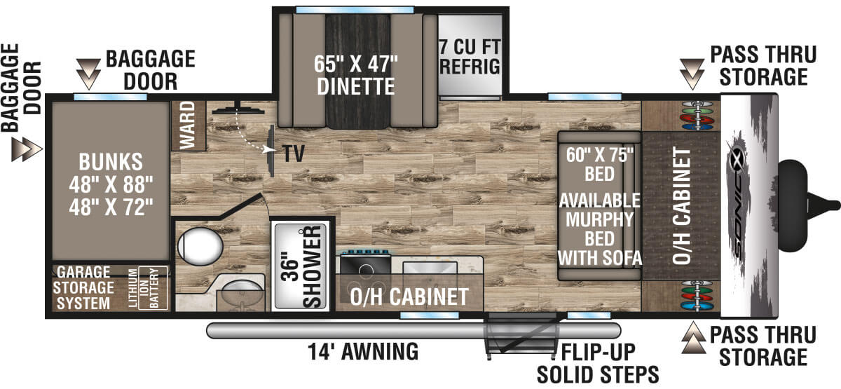 2023 Venture RV Sonic X SN211VDBX Travel Trailer Floorplan