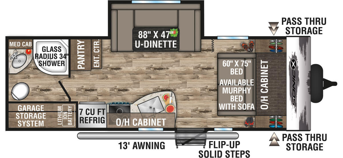 2023 Venture RV Sonic X SN220VRBX Travel Trailer Floorplan