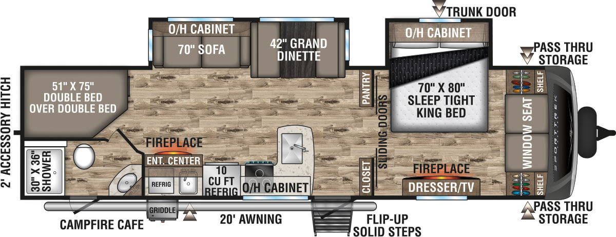 2023 Venture RV SportTrek Touring Edition STT312VBH Travel Trailer Floorplan