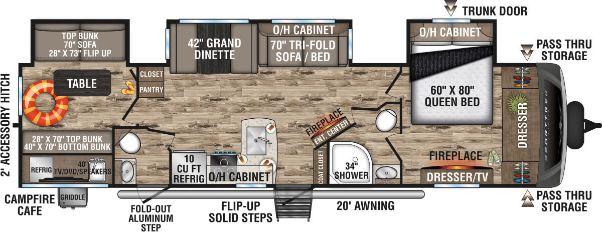 2023 Venture RV SportTrek Touring Edition STT343VBH Travel Trailer Floorplan