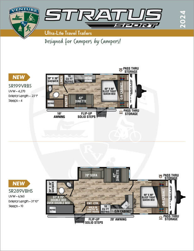 2024 Venture RV Stratus Sport Ultra Lite Travel Trailers Brochure