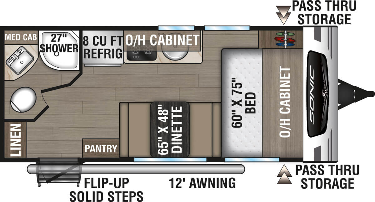 2024 Venture RV Sonic Lite SL160VFB Travel Trailer Floorplan