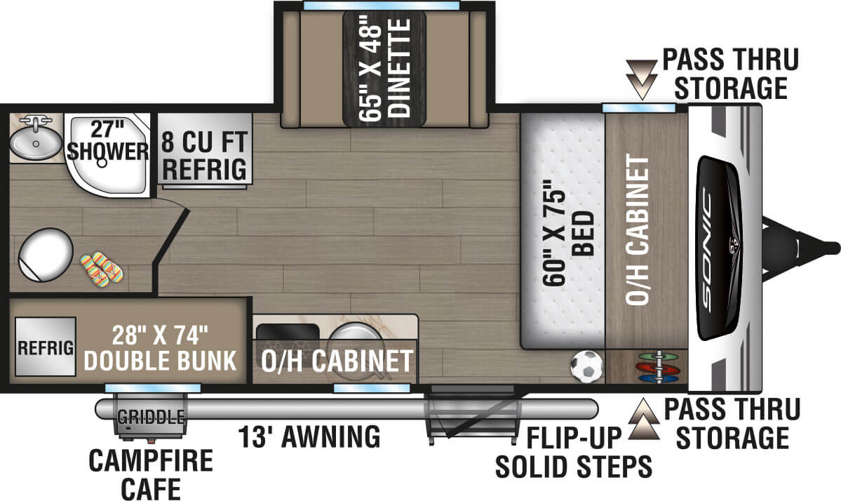 2023 Venture RV Sonic Lite SL169VUD Travel Trailer Floorplan