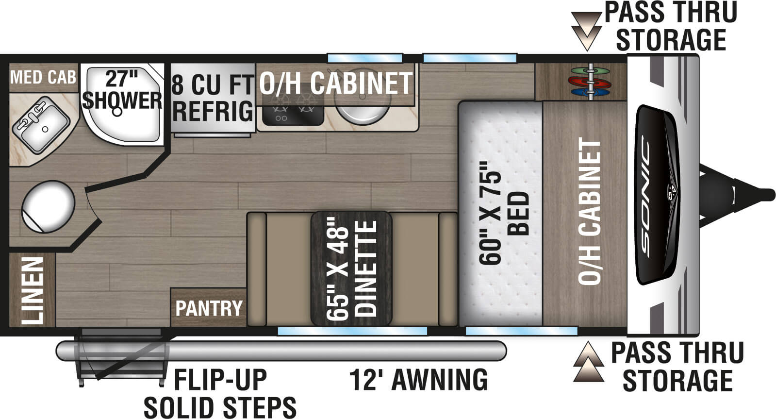 2024 Venture RV Sonic Lite SL160VFB Travel Trailer Floorplan