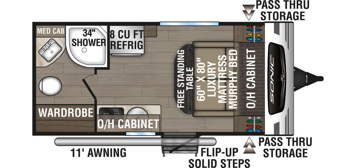 2024 Venture RV Sonic Lite SL150VRB Travel Trailer Floorplan