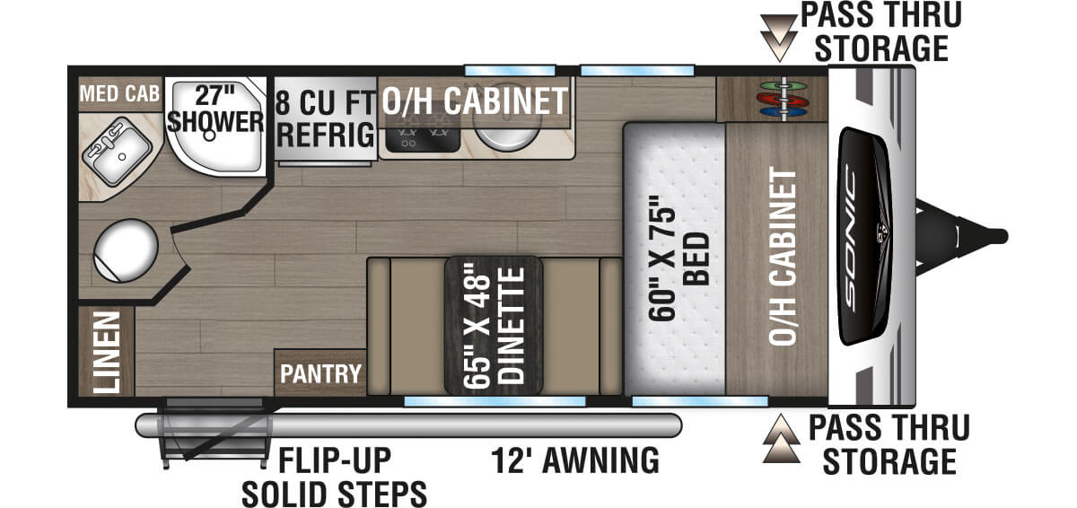 2024 Venture RV Sonic Lite SL160VFB Travel Trailer Floorplan