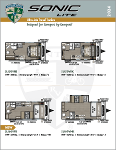 2024 Venture RV Sonic Lite Ultra Lite Travel Trailers Floorplan Flyer