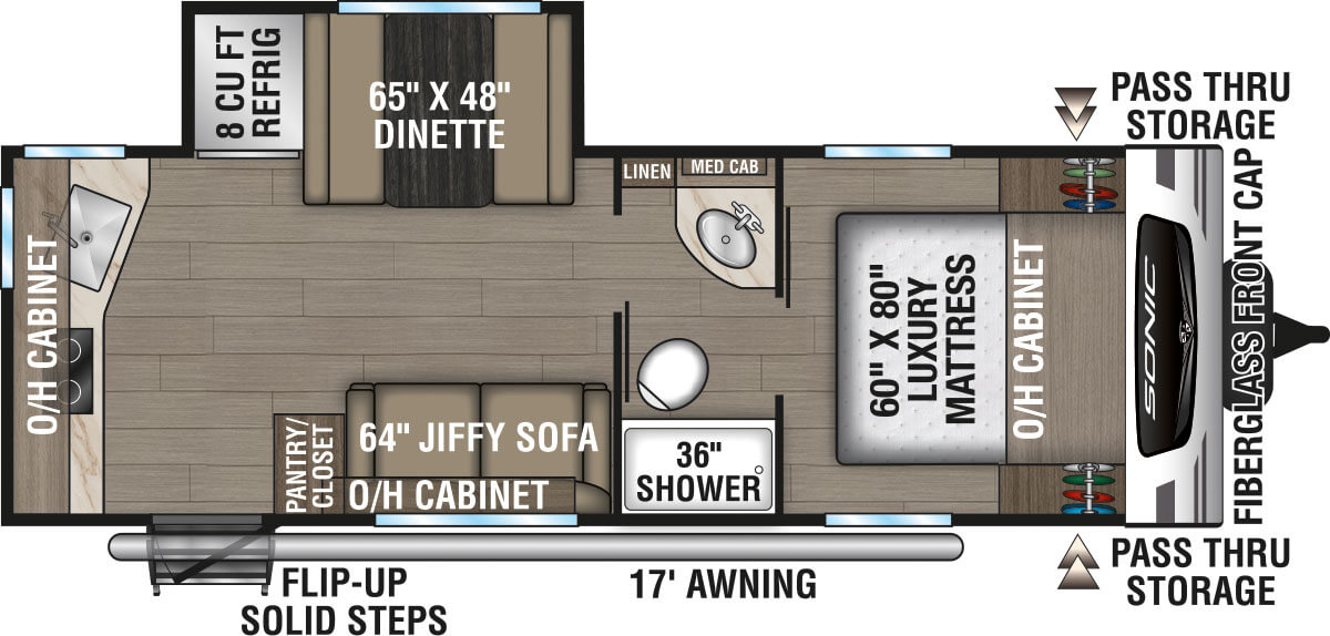 2024 Venture RV Sonic Lite SN231VRK Travel Trailer Floorplan