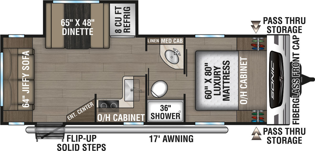 2024 Venture RV Sonic Lite SN231VRL Travel Trailer Floorplan