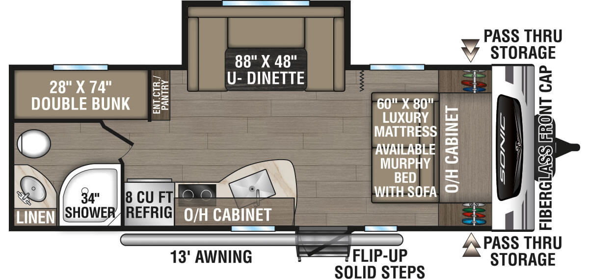 2024 Venture RV Sonic SN220VBH Travel Trailer Floorplan