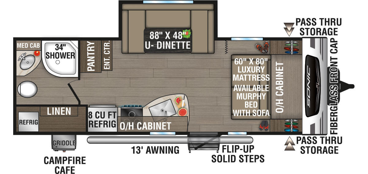 2024 Venture RV Sonic SN220VRB Travel Trailer Floorplan