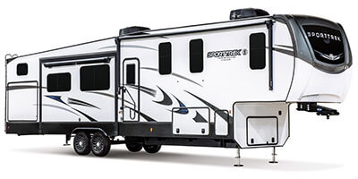 2024 Venture RV SportTrek Touring Edition STTF354VBH Fifth Wheel Exterior Front 3-4 Door Side