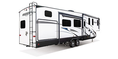 2024 Venture RV SportTrek Touring Edition STTF354VBH Fifth Wheel Exterior Rear 3-4 Door Side