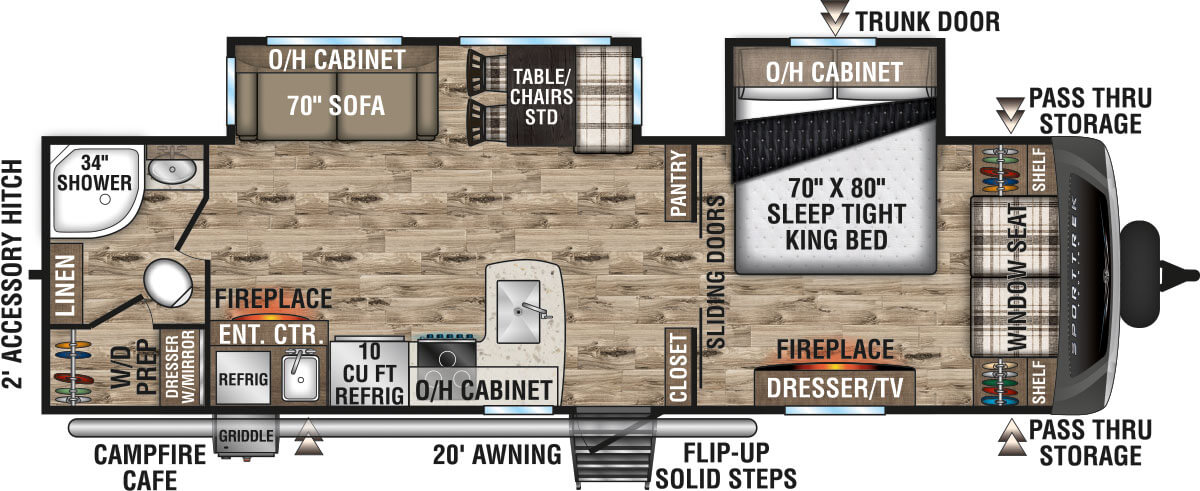 2024 Venture RV SportTrek Touring Edition STT302VRB Travel Trailer Floorplan