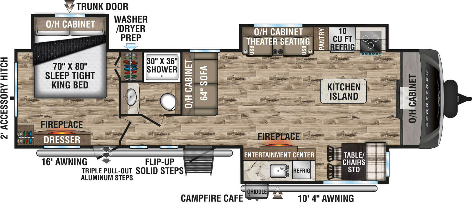 2024 Venture RV SportTrek Touring Edition STT333VFK Travel Trailer Floorplan