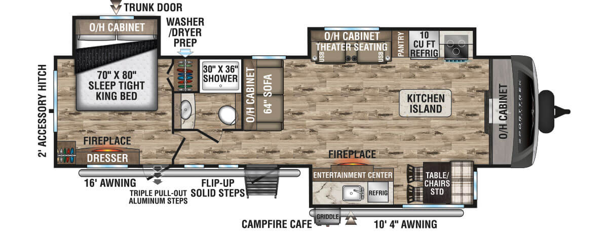 2024 Venture RV SportTrek Touring Edition STT333VFK Travel Trailer Floorplan