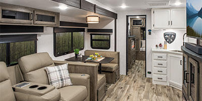 2024 Venture RV SportTrek Touring Edition STT292VRB Travel Trailer Living Room and Kitchen