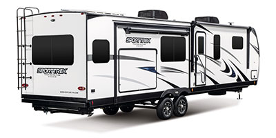 2024 Venture RV SportTrek Touring Edition STT343VIK Travel Trailer Exterior Rear 3-4 Door Side